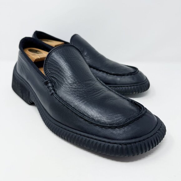 Vintage Y2K Kenneth Cole	Black Leather Square Toe Loafers Men's Size 10.5 VGUC - Picture 1 of 8